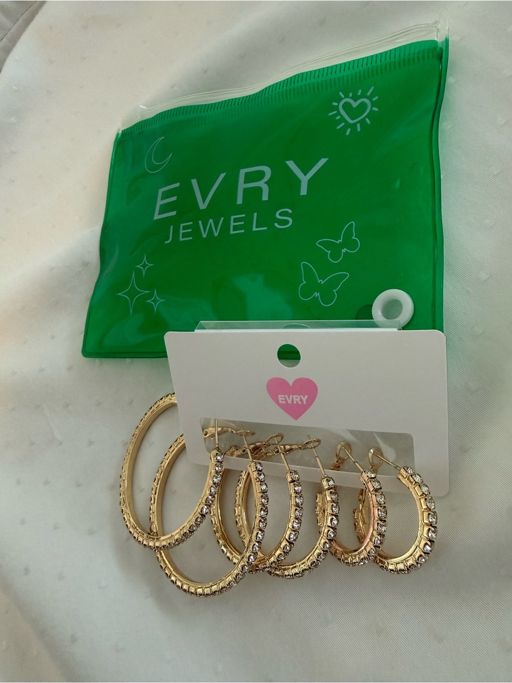 EVRY Gold-Tone Crystal Hoop Earring Set